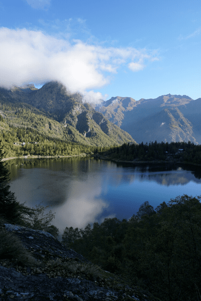 Panorama sulla Valle Antrona, in Piemonte, e sul Lago di Antrona