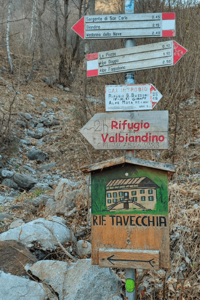 Cartelli, segnavia per rifugi in Valbiandino 