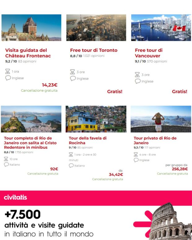 Prenotare tour ed esperienze con Civitatis